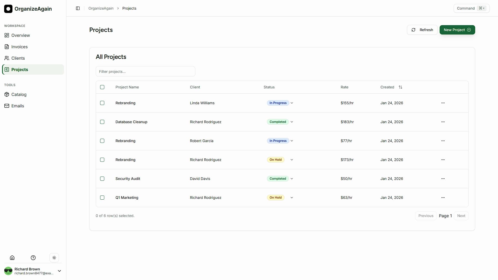 Project management interface